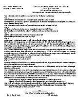 Đề thi chọn học sinh giỏi cấp trường Sinh học Lớp 12 - Năm học 2019-2020 - Trường THPT Liên Sơn